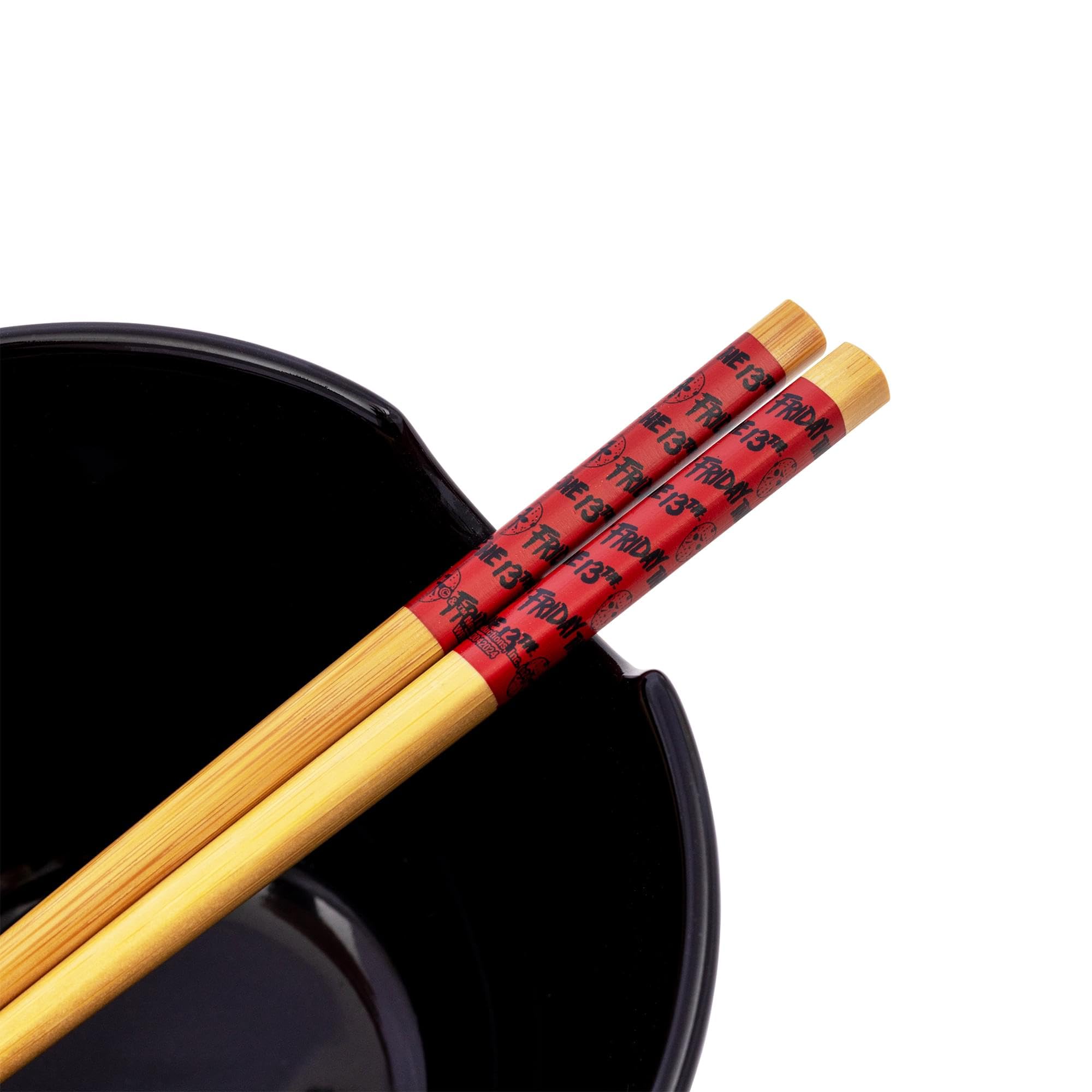 Ciotola Per Ramen E Bacchette Friday The 13th Jason Voorhees, 20 Oz, Ceramica Nera Con Licenza Ufficiale