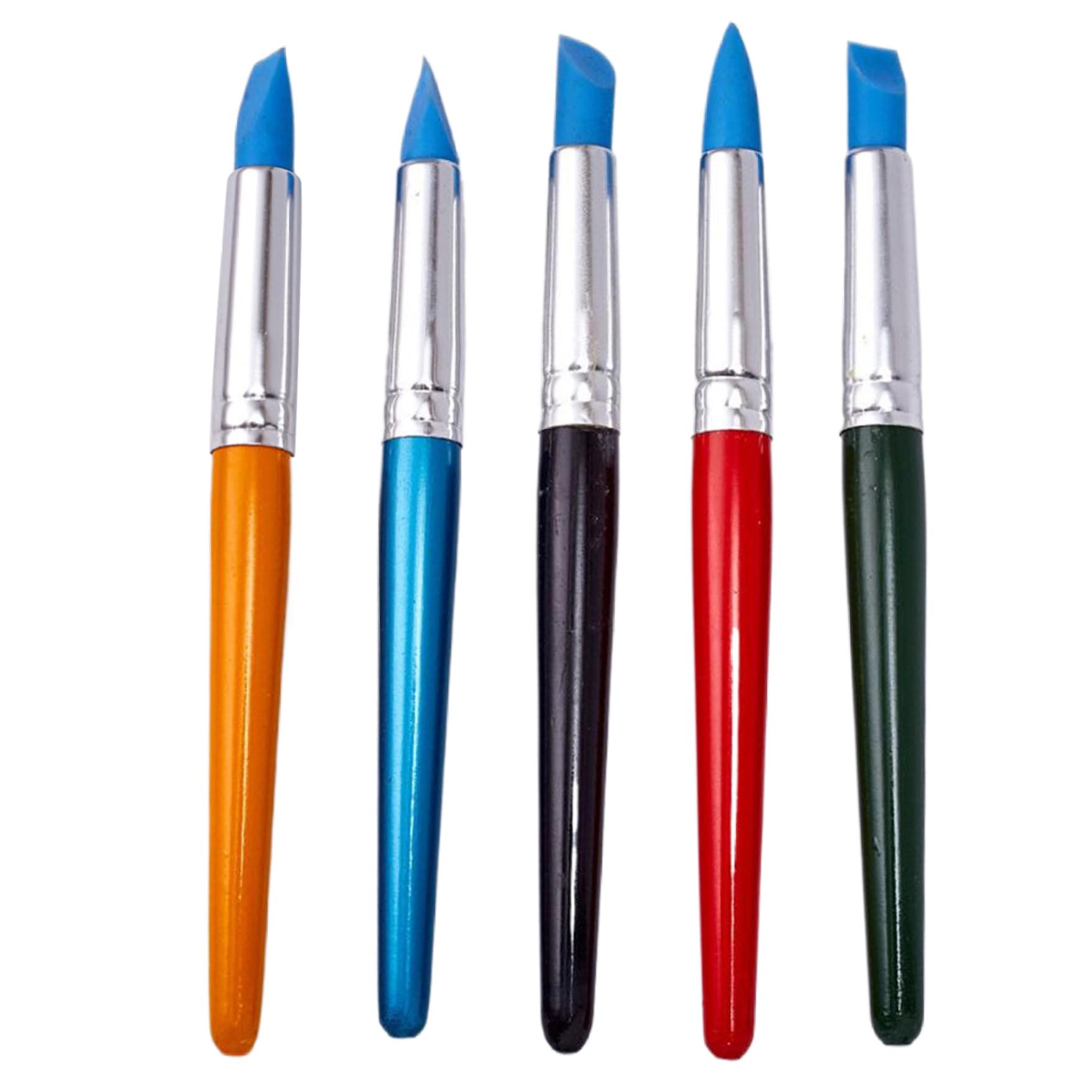 Uanqfegy Silicone Paint Brush - 5PCS Rubber Paint Brush, 7.2 Inch Different Shape Head Clay Sculpting Tools for Oil Painting Sculpture Modeling