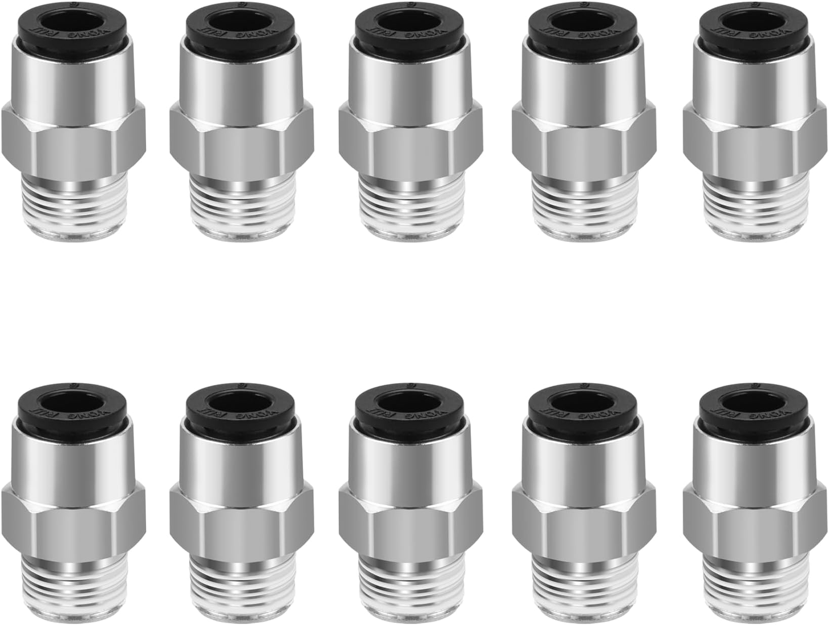 Straight Pneumatic Push to Quick Connect Fittings, PC6-01, PT1/8'' Male Thread Connector, 6mm Tube OD, 10PCS