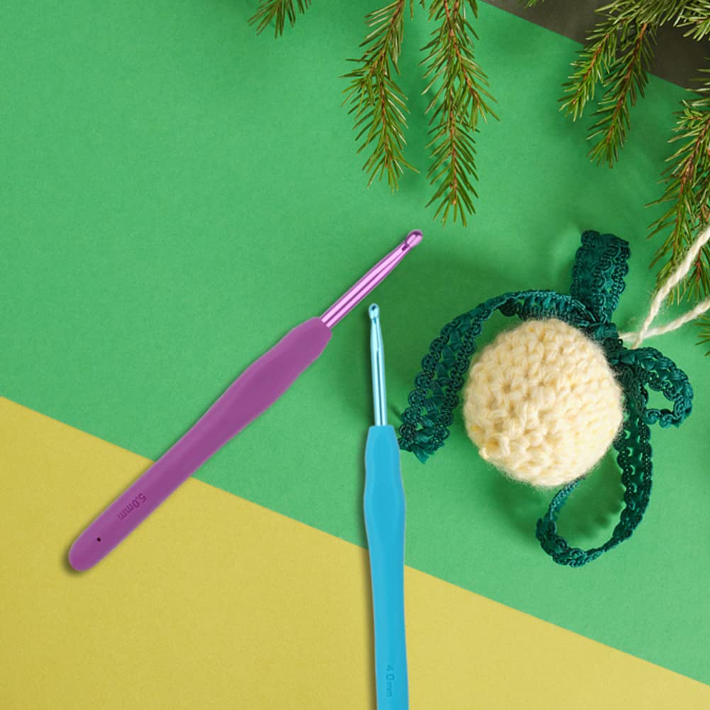 QLRFFLJOY Juego de 39 agujas de ganchillo con estuche, herramienta de tejido de hilo de bricolaje, kit de iniciación de ganchillo para principiantes, incluye agujas de ganchillo coloridas, una bola de