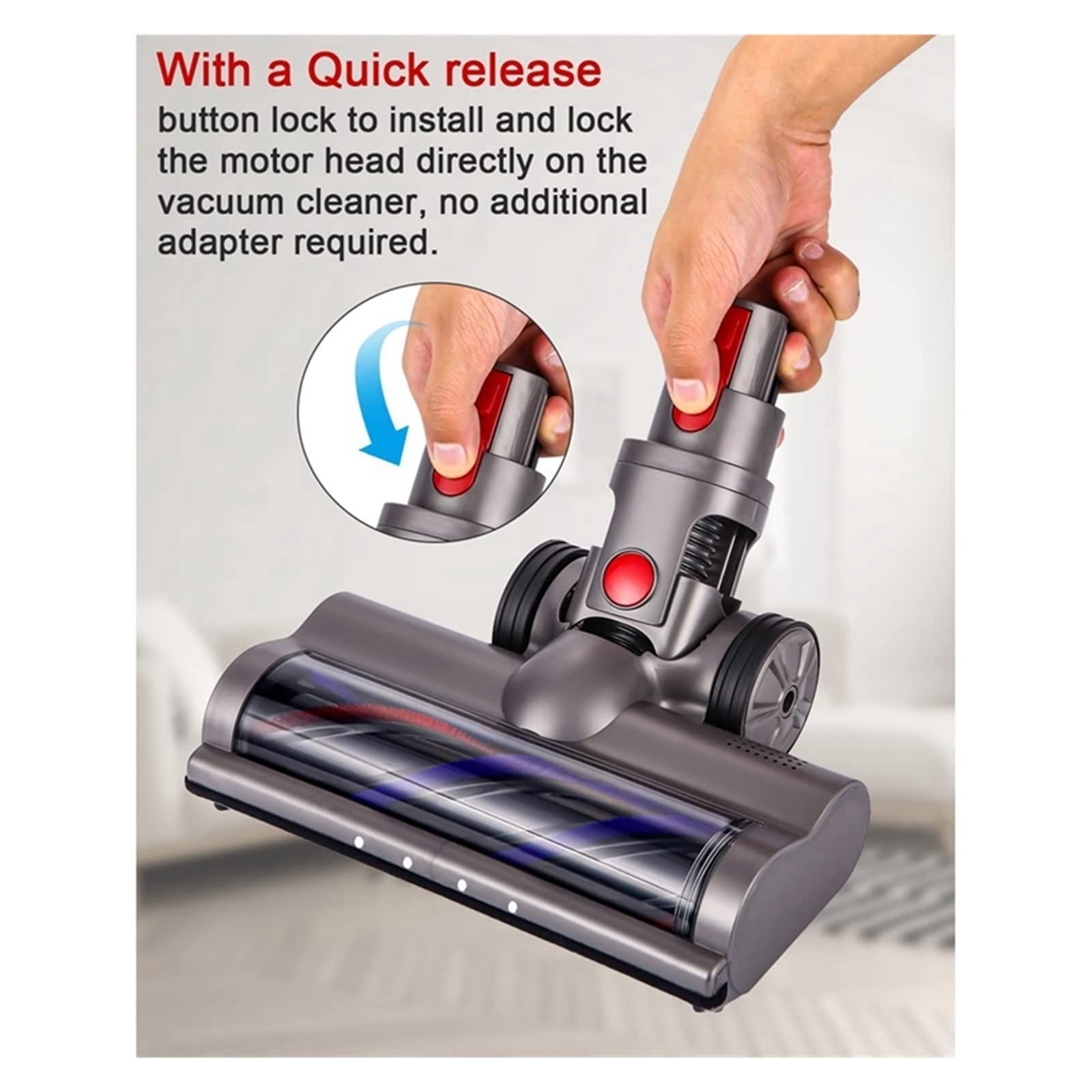 Cepillo motorizado eléctrico Turbo Compatible con Dyson V7 V8 V10 V11 V15 Cabezal Limpiador de cepillos(Bleu)