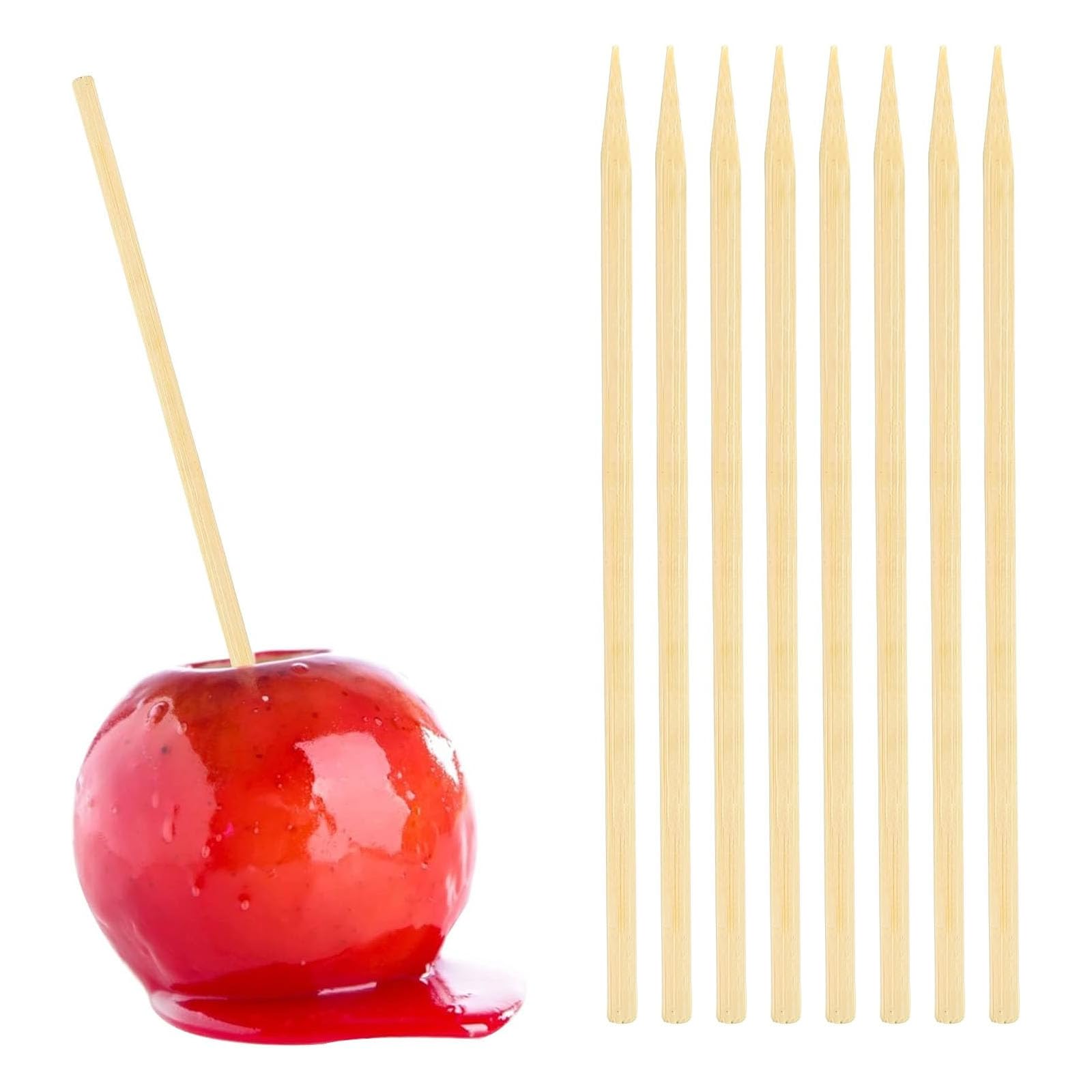 HANSGO Wooden Candy Apple Sticks, 5 mm 6.25 inch Bamboo Skewers for Caramel Apple Cotton Candy Sticks Lollipop BBQ Corn Dog, Fall Harvest Festivals Party Favor