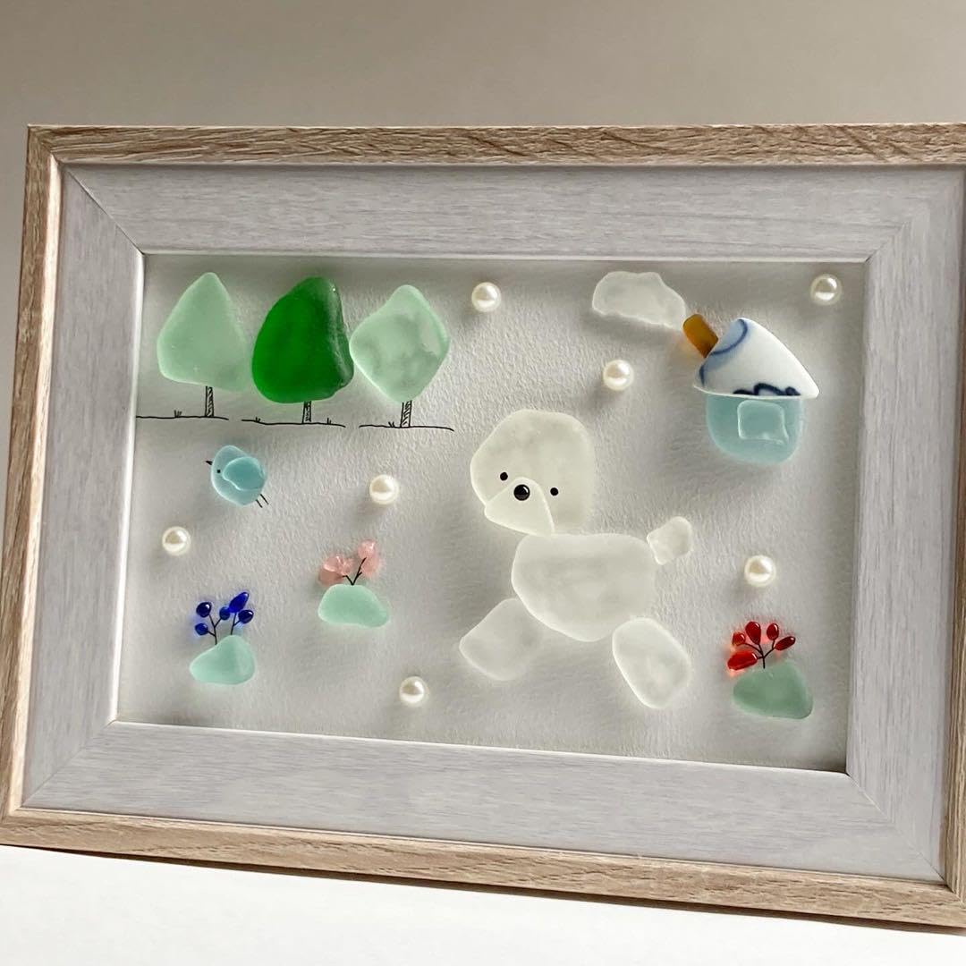 Amazon.co.jp: 大きめサイズ うちの子シーグラスアート ビション