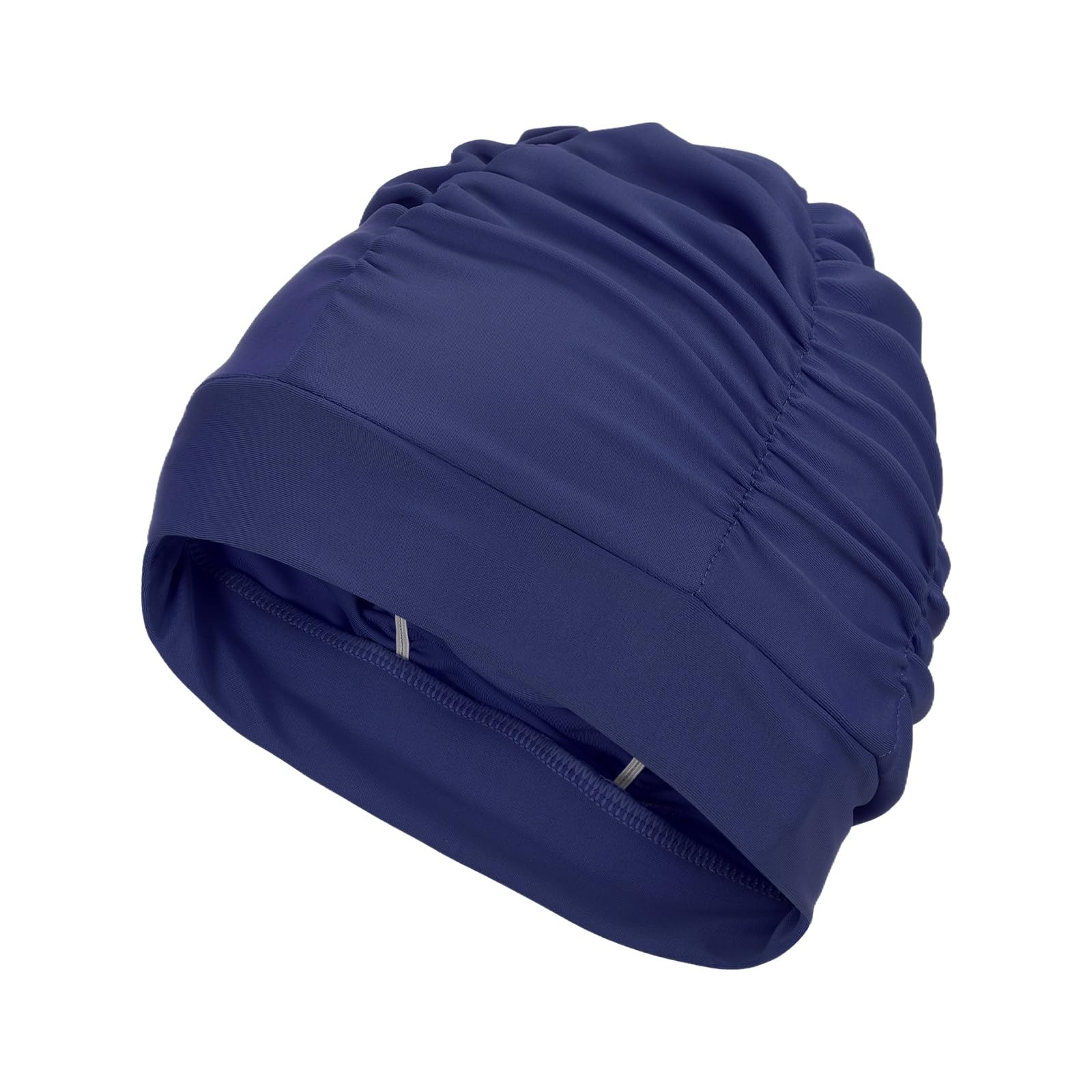 YELARXI Fabric Swim Cap Polyester Swimming Hat Elastic Swimming Cap, Fit for Women and Men Adult Long Hair (Dark Blue)