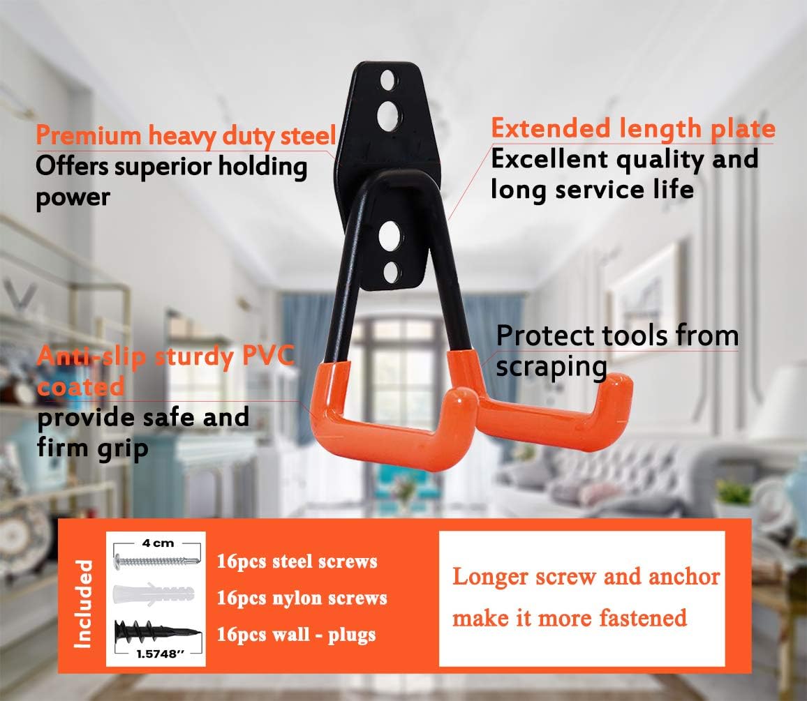 Garage Hooks ,Reehi Heavy Duty Storage Tool Hooks ,Utility Double Hooks for Organizing Power Tool ,Ladders ,Bulk Items (Pack of 10 )