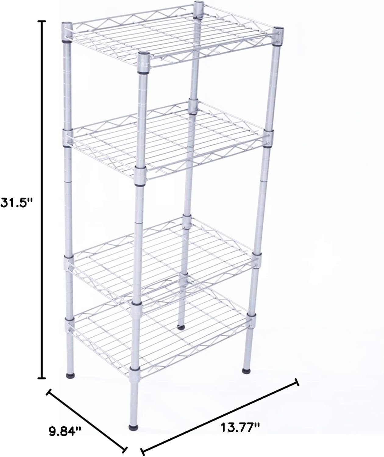 4-Shelf Adjustable Metal Shelf Wire Shelving Unit Storage Steel Organizer Wire Rack for Small Places Restaurant Garage Pantry Kitchen Garage Rack