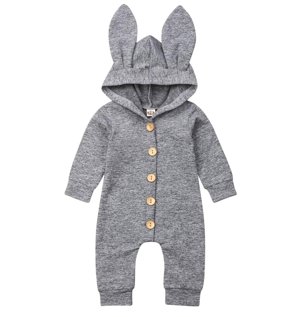 Emmababy Baby Boys Girls Jumpsuit Hoodie Romper Outfit Long Sleeve Creepers  Bodysuit Clothes