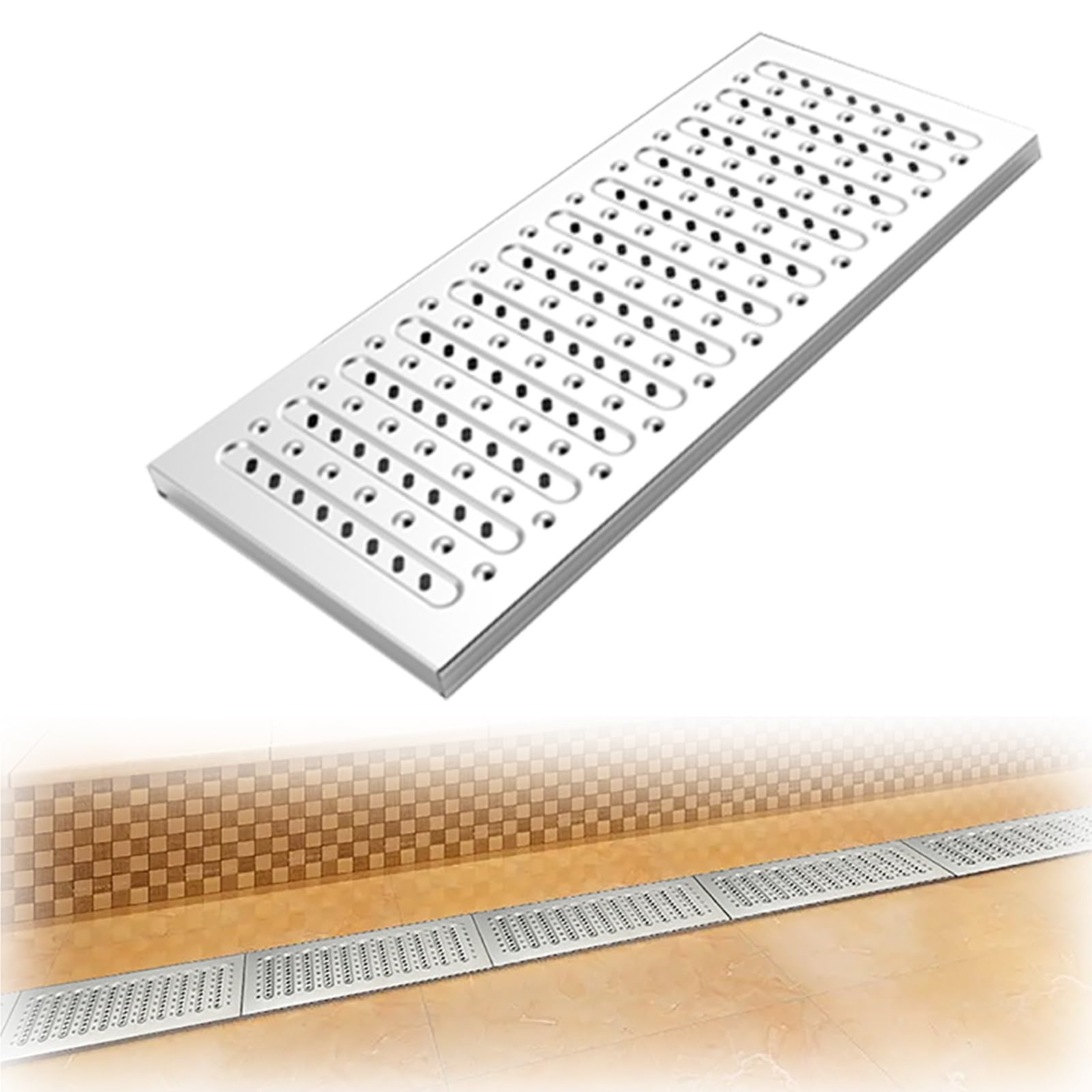 Couvercles de drainage extérieurs épais en acier inoxydable 304 de 58x25cm
