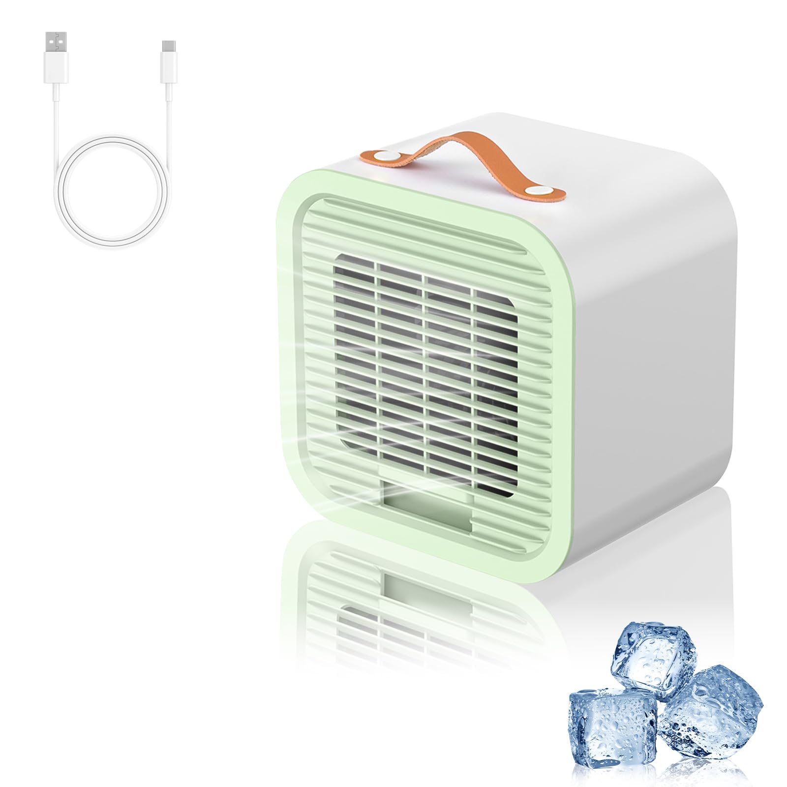 Mini Enfriador de Aire Portátil,Mini USB Ventilador con 3 Velocidades,Enfriador de Aire Portátil Silencioso,USB Recargable Aire Acondicionado Personal para Dormitorio Oficina Camping