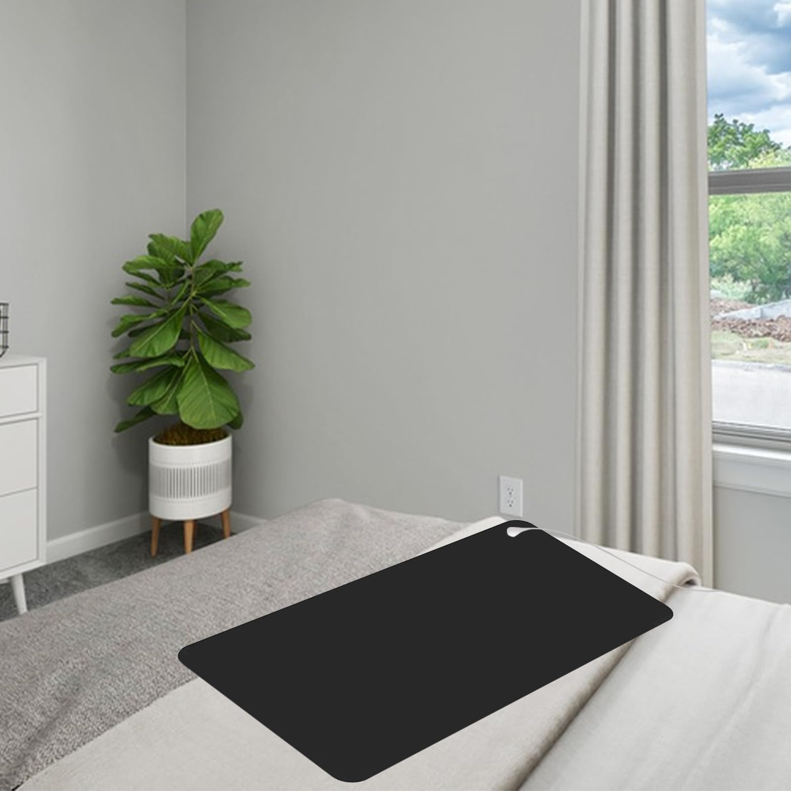 Tapis de Mise à la Terre, Tapis de Mise à la Terre pour Le lit, Tapis de Bureau Antistatique en polyuréthane,Tapis Thérapie avec câble de Terre, Prise de Terre, 40 x 60 cm