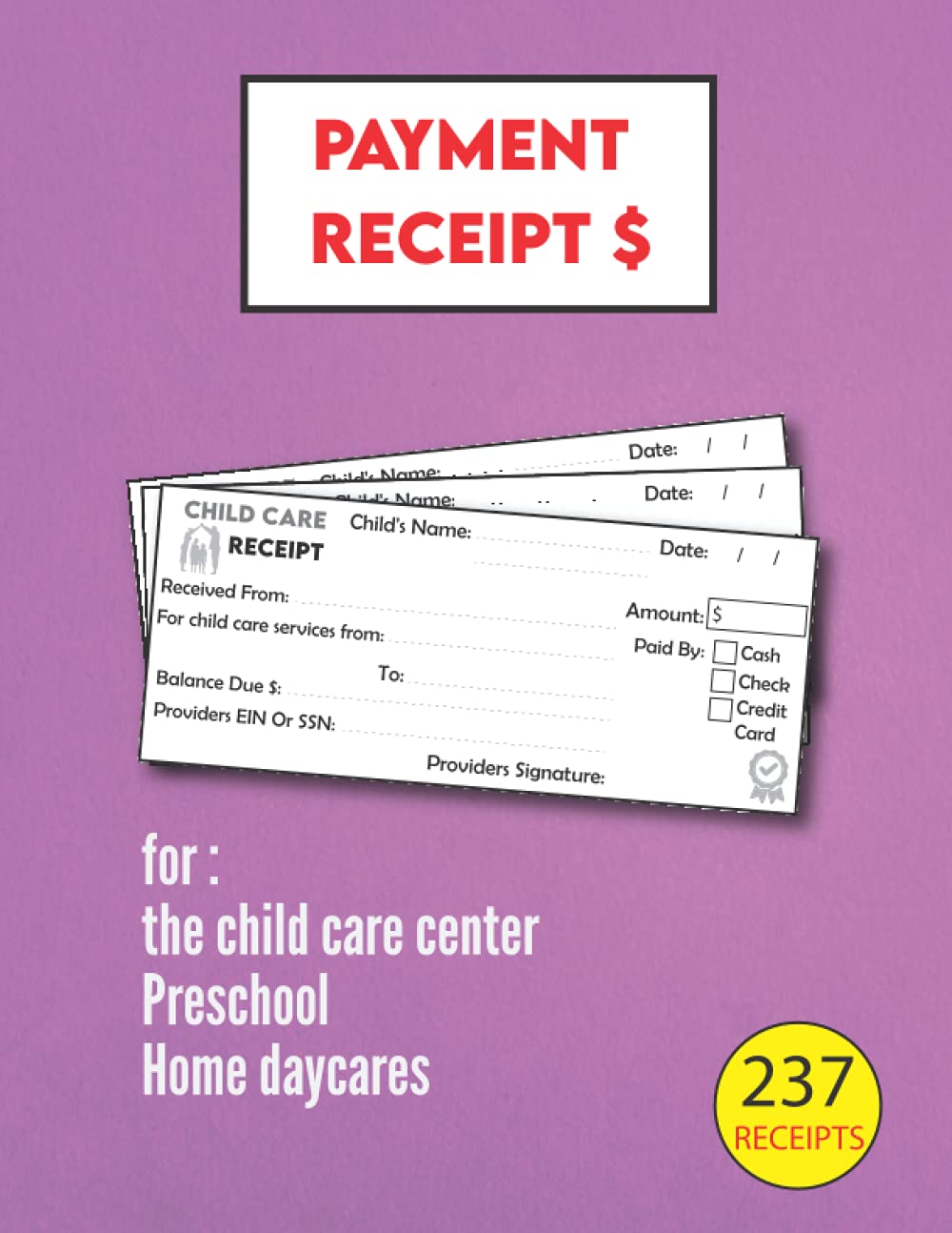 Buy Payment Receipt for the Child Care Center Babysitting Receipt Book