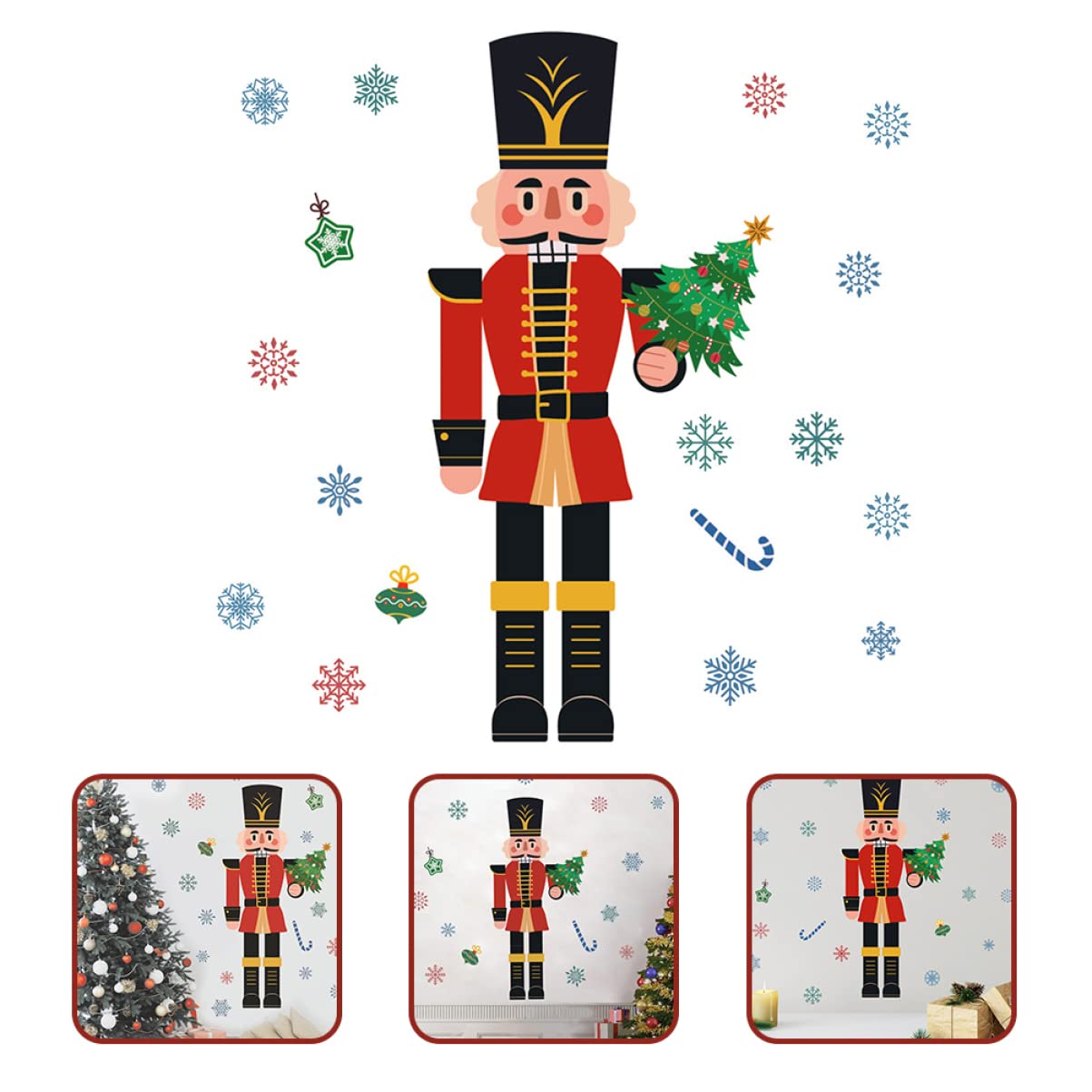 Alipis 4stücke Weihnachtliche Fensterbilder Nutcracker Und Schneeflocken Selbstklebende Und Fensterdekoration Für Festliche Anlässe Für Küche Und Kinderzimmer