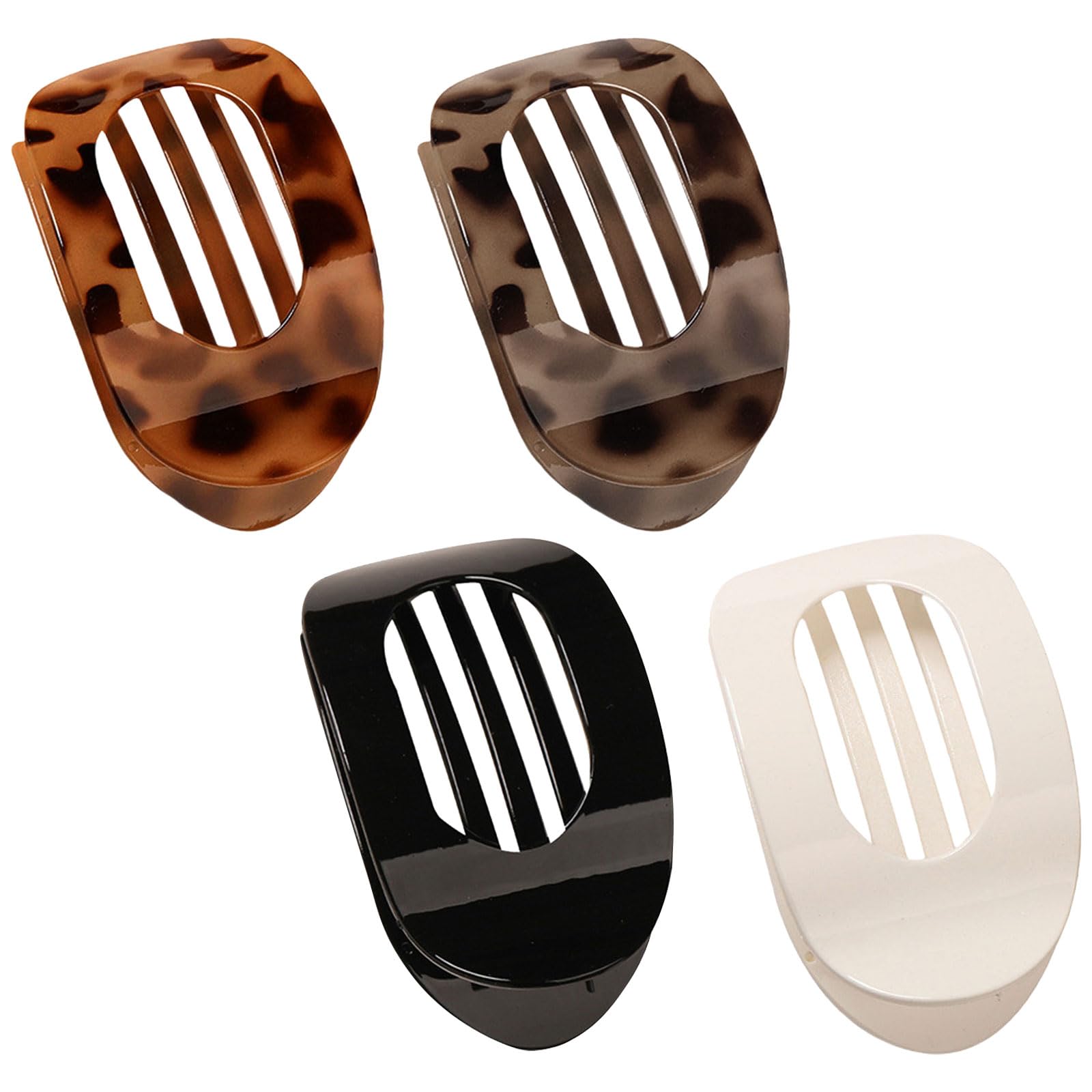 AWAVM Flat Hair Claw Clips for Women - Strong Hold for Thin/Thick Hair,Curved Design,Elegant Matte Clips (4PCS, 4 Colours)