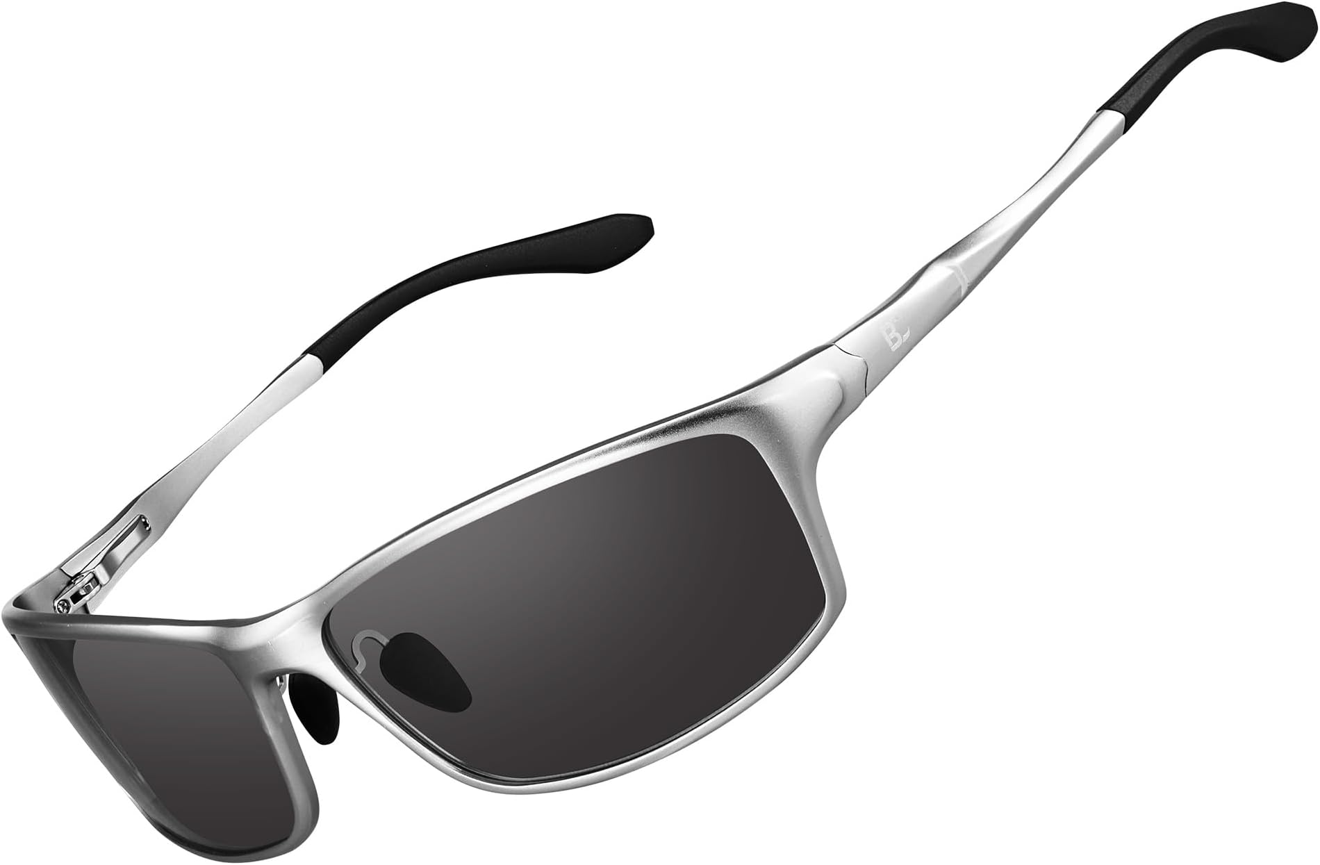 BIRCEN Polarized Mens Sunglasses: UV Protection Sports Shades for Men Women Sport Driving with Al-Mg Frame