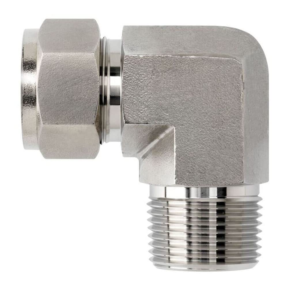 Brennan Industries N2501-04-06-SS Stainless Steel 90 Degree Elbow Double-Ferrule Tube Fitting, 3/8