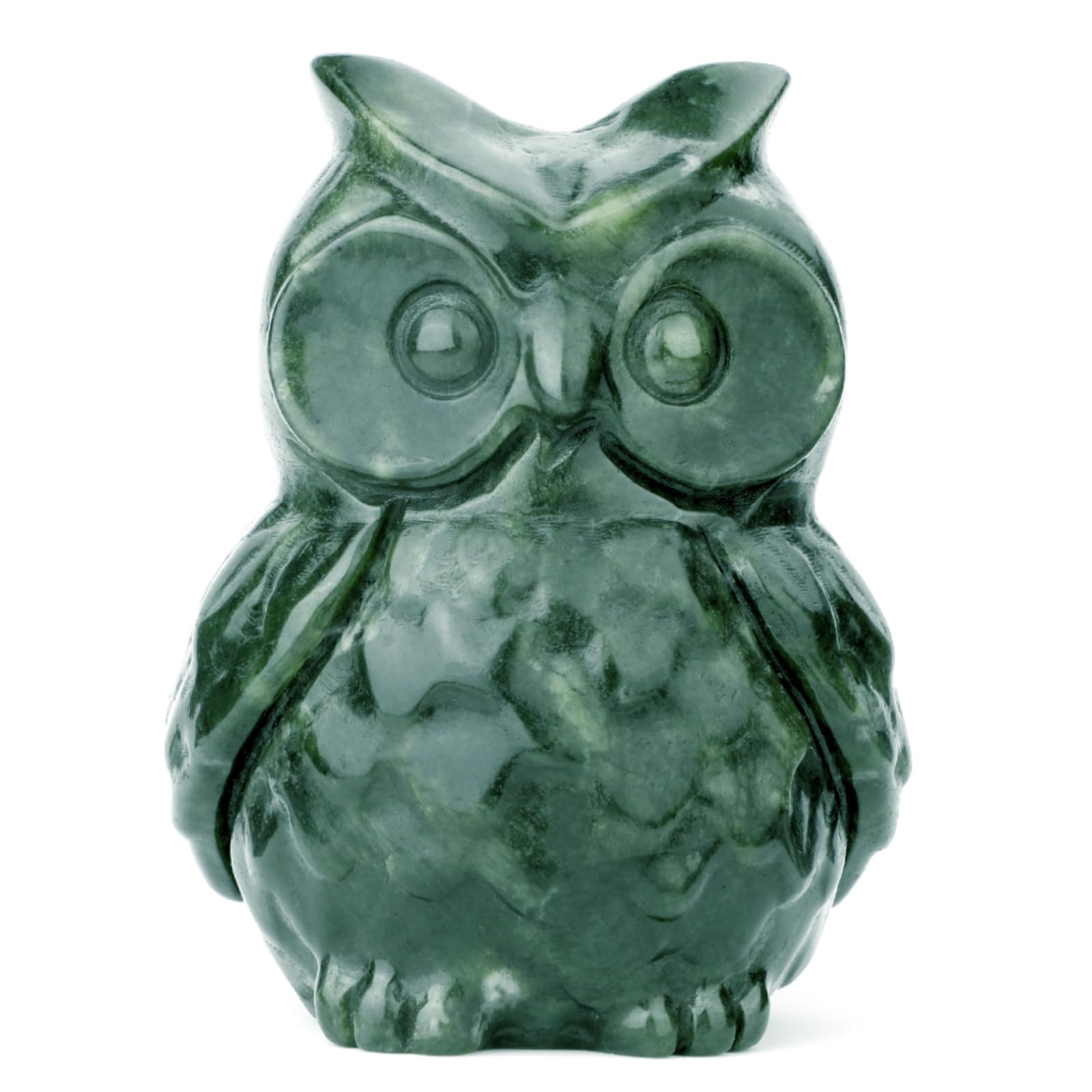 gemshan Owl Statue for Home Offcice Decor 3.3inch Jade Statue Hand-Carved Animal Figurines for Decoration
