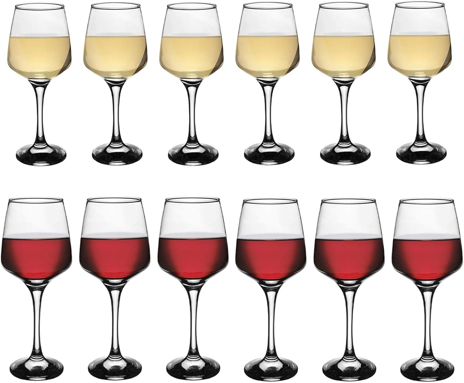 Argon Tableware Wine Glass Set - 12 Piece - 400ml & 295ml - Tallo Collection Dishwasher Safe Red White Wine Glasses Wine Glasses Set for Restaurants, Celebration Party