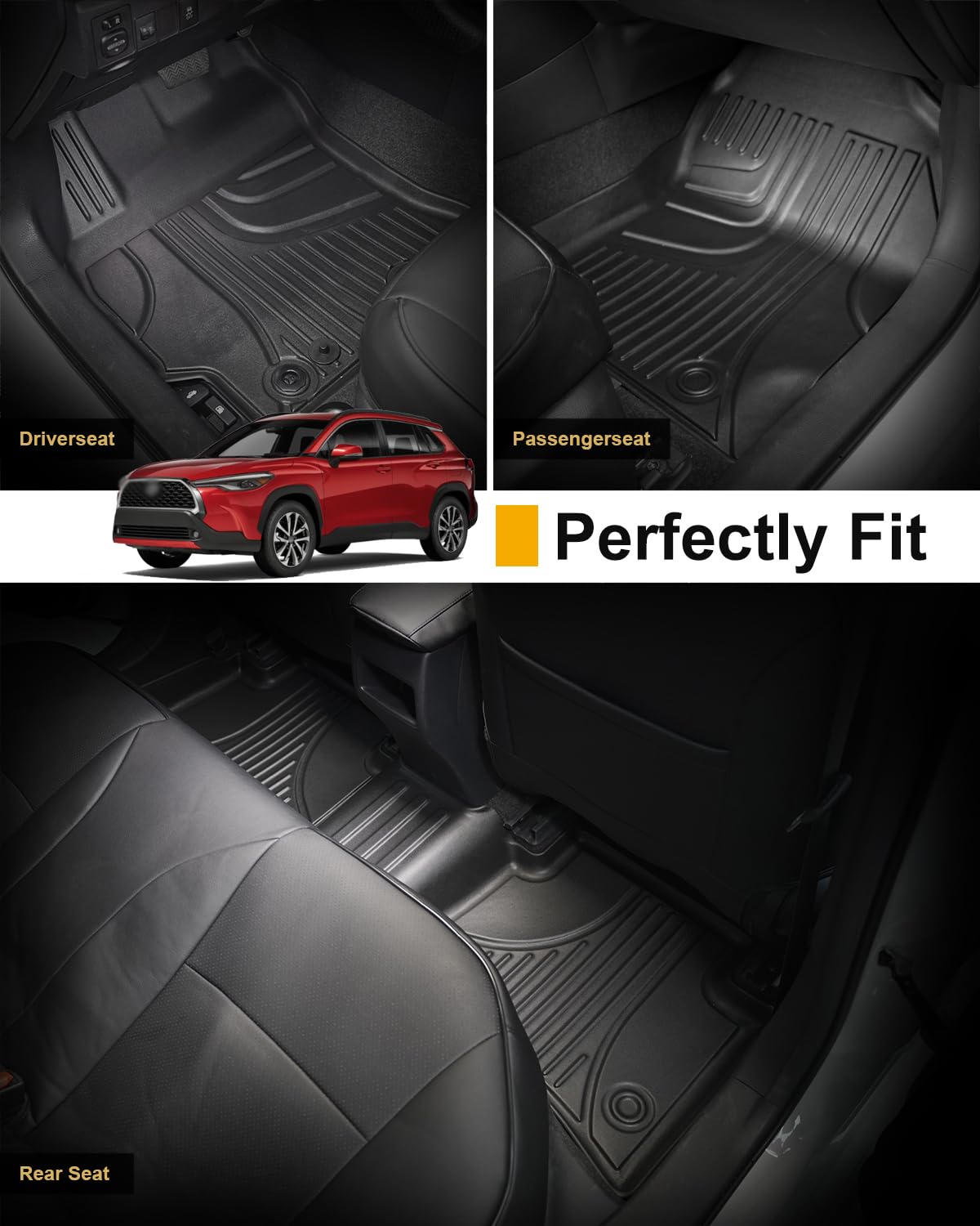 Original 2022-2024 Corolla Cross Floor Mats & Cargo Liner for Toyota Corolla Cross SUV - Custom Fit Floor Liners and Trunk Mat for Toyota Corolla Cross & Cross Hybrid (Not Fit Sedan/Hatchback Model)