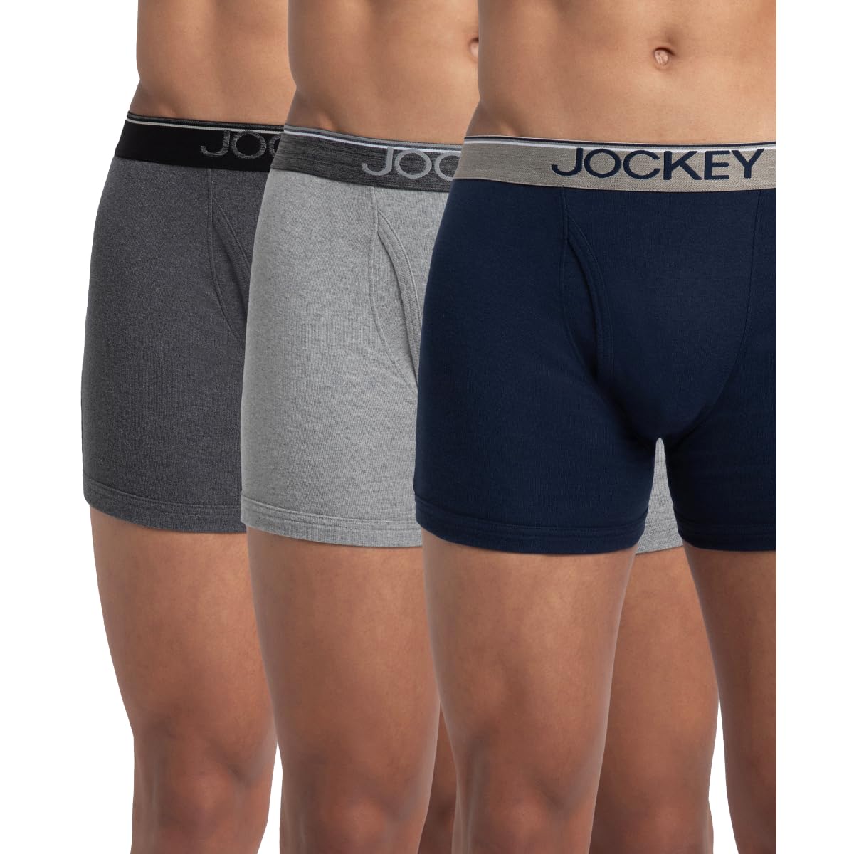 Jockey 8009 Men's Super Combed Cotton Rib Solid Boxer Brief with Ultrasoft Waistband (Pack of 3)_Multi Colour_XL