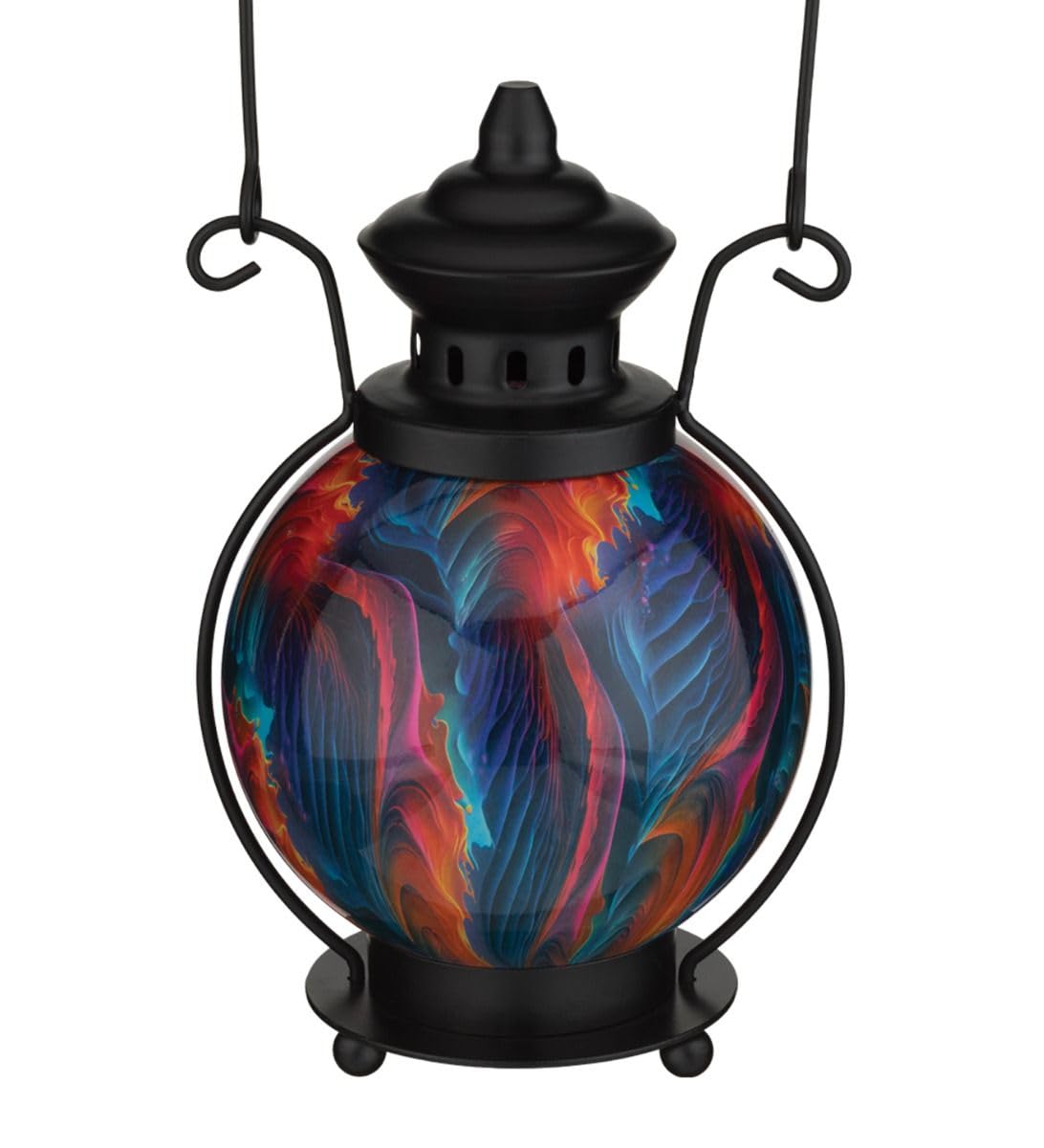 Regal Art & Gift Farol LED decorativo para decoración del hogar, luz de acento interior de metal y vidrio, linterna de mesa con diseño de remolino para sala de estar, dormitorio, iluminación ambiental
