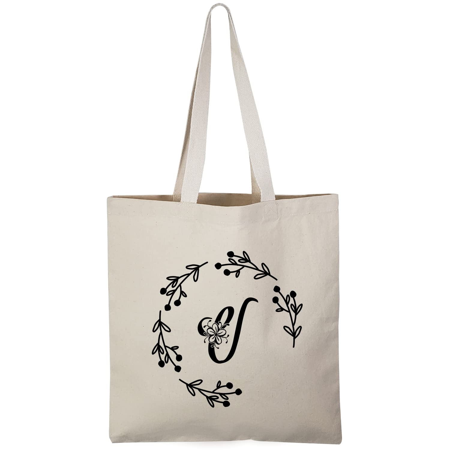 TBF Sturdy Canvas Personalized Initial Gift Tote Bags for Women