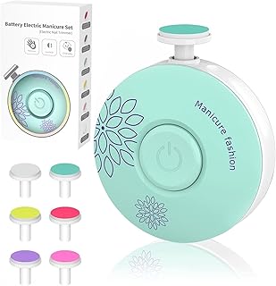 Baby Nail Trimmer Electric Baby Nail File, Baby Nail Clippers, 6 Grinding Heads, Safe Easy Quiet Baby Nail Grooming Care Kit for Newborn Infant Toddler Adult Battery Operated (Not Included)