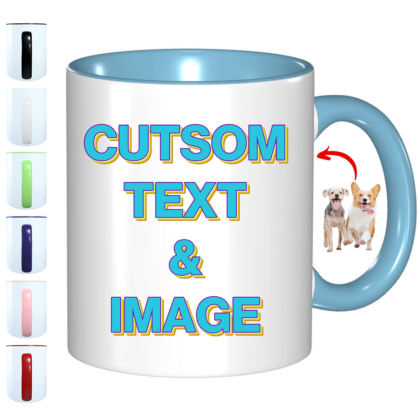 FEICANSENCustom Mug Personalized Mug Customizable Gift Cup Customized Photo and Text or Logo Funny Picture Coffee Cup (Blue)