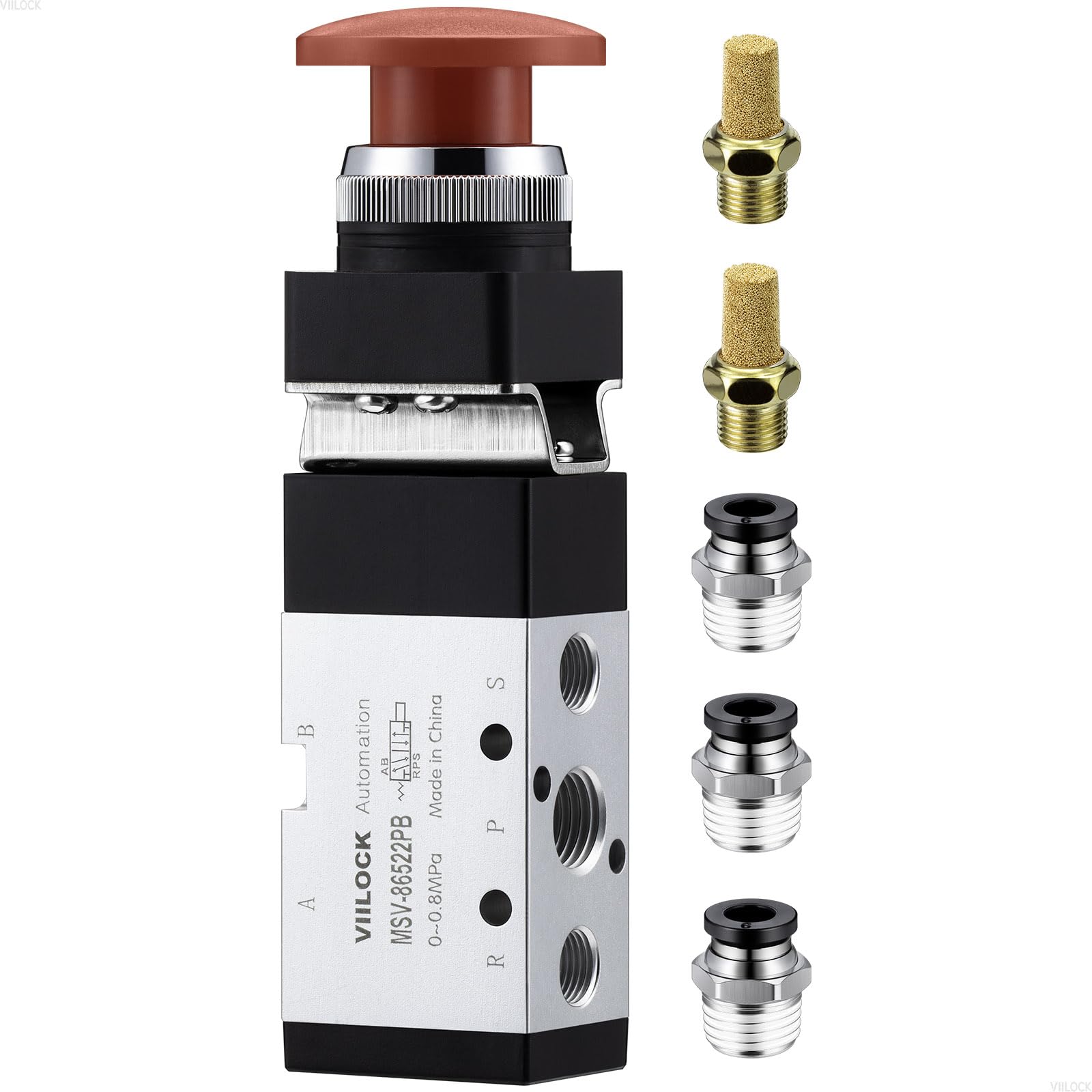 VIILOCK Pneumatic Mechanical Valve, 1/4” NPT 5 Way 2 Position