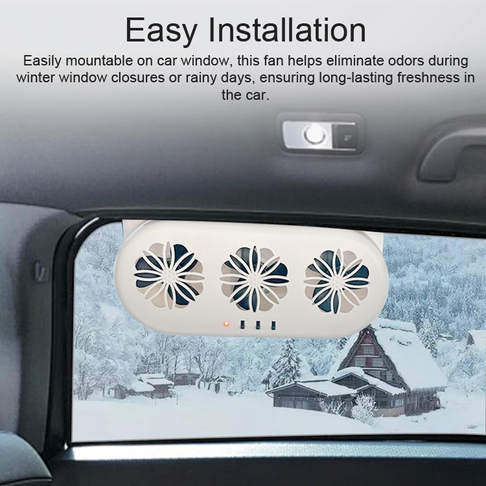 Shkalacar Ventilatore di Scarico per Auto, 3 Ventole Ventilatore di circolazione dell'Aria Alimentato Tramite USB e energia Solare Ventilatore di Ventilazione Silenzioso Ventola di Raffreddamento