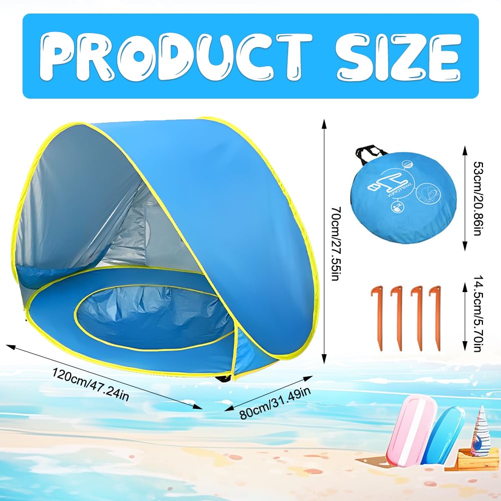 Tente Anti UV Bébé avec Piscine, Afenau 120 * 80 * 70cm Tente de Plage Pop-up, Portabilité Détachable Abri de Plage Bébé pour Jardin, Extérieur