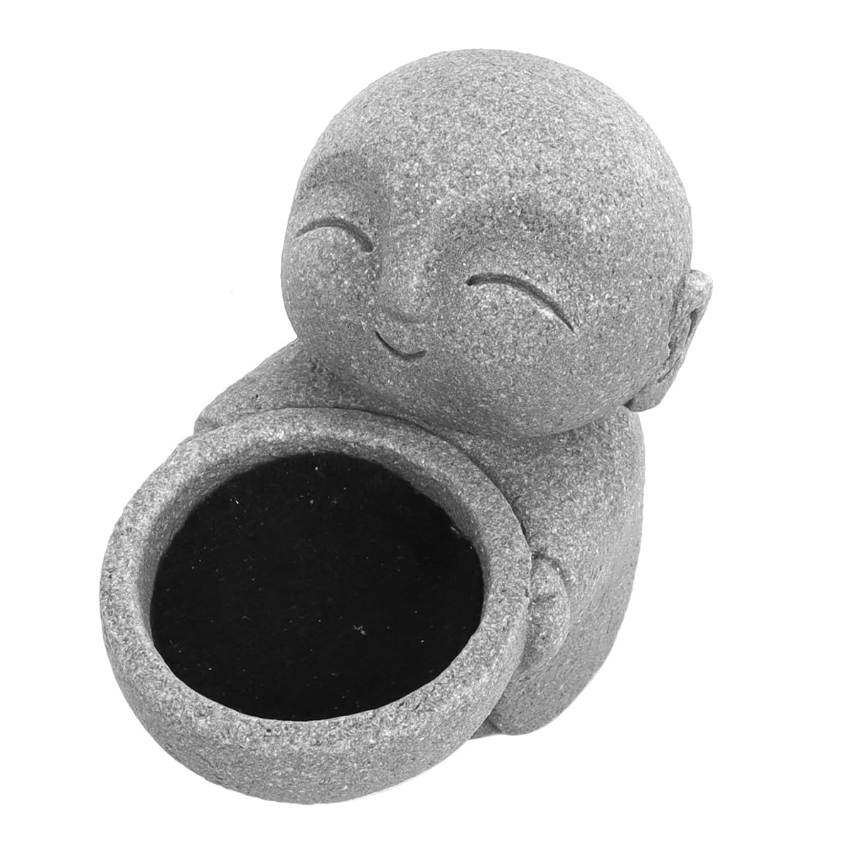 Statue Bouddha en grès imitation pierre bleue – Sculpture moine Jizo méditation zen décoration intérieur Feng Shui prospérité