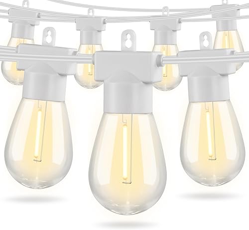 Aialun Tira de luces LED para exteriores, 96 pies, luz de patio trasero exterior con bombillas Edison inastillables de 2700 K, resistente a la