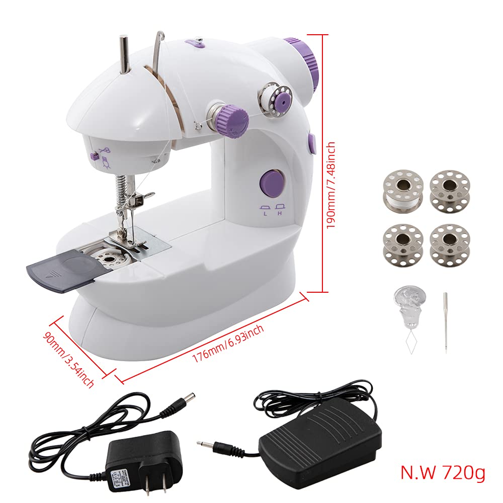 Mini máquina de coser portátil para principiantes, adultos, manualidades eléctricas, máquina de reparación, máquinas de coser eléctricas overlock para coser sedas, mezclilla, lana, cuero 2