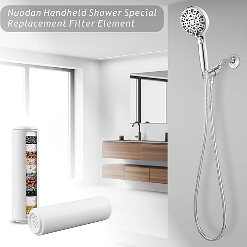 Miniatura 7 de Nuodan Paquete de 2 cartuchos de filtro para cabezal de ducha de mano, filtros de repuesto de 15 etapas para agua dura, elimina cloro y sustancias