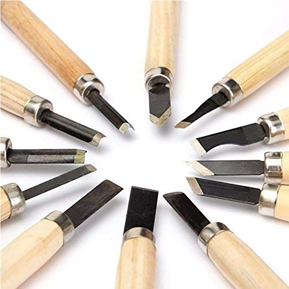 Color Bristles® Set of 12 Pcs Multipurpose Durable Wood Carving Hand Chisel Knives Tools for Art Sculpture Wax Modelling Engraving Carpenters Hobbyist Artist 3