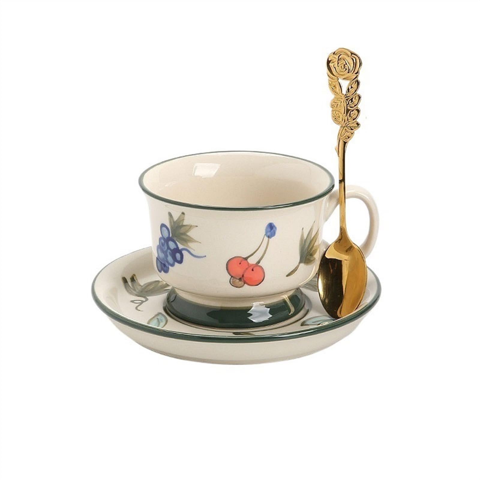 Tasses Ensemble de tasses et soucoupes à café et soucoupes à thé de l'après-midi, rétro européen, tasses à thé noir exquises de haute qualité, tasses sous glaçure peintes à la main Café Boisson Tasse