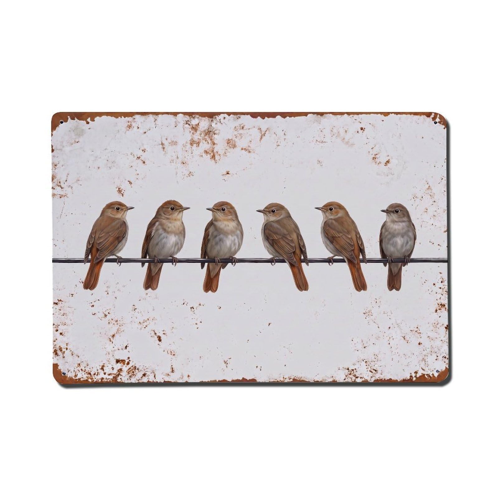 Vintage Retro Birds Common Nightingale Metal Tin Sign