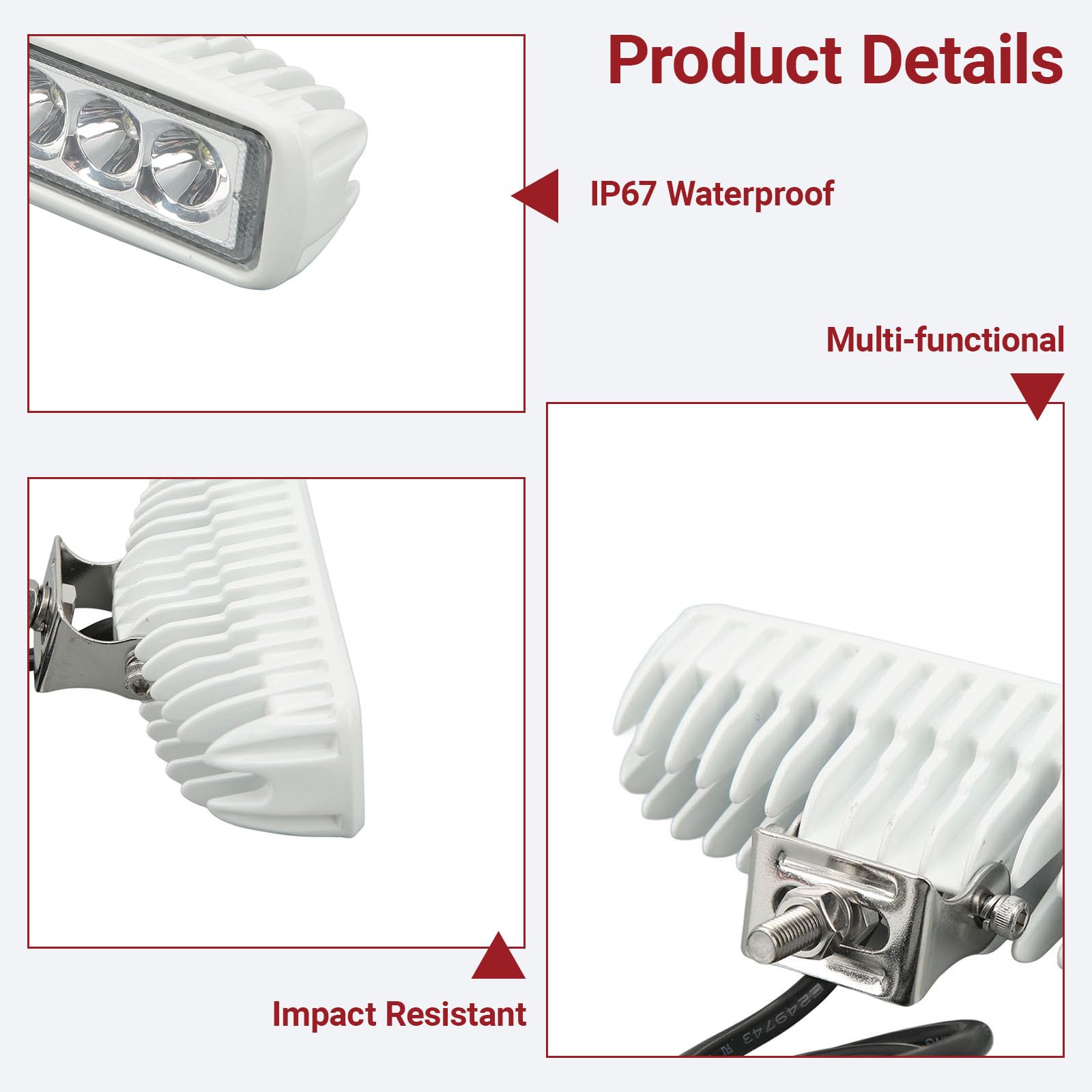 OUKENS Feux de navigation LED pour navires, 12 V à 24 V CC, Lampe de travail LED étanche pour bateaux, adaptée à l'éclairage extérieur de voitures, Yachts(BLANC)