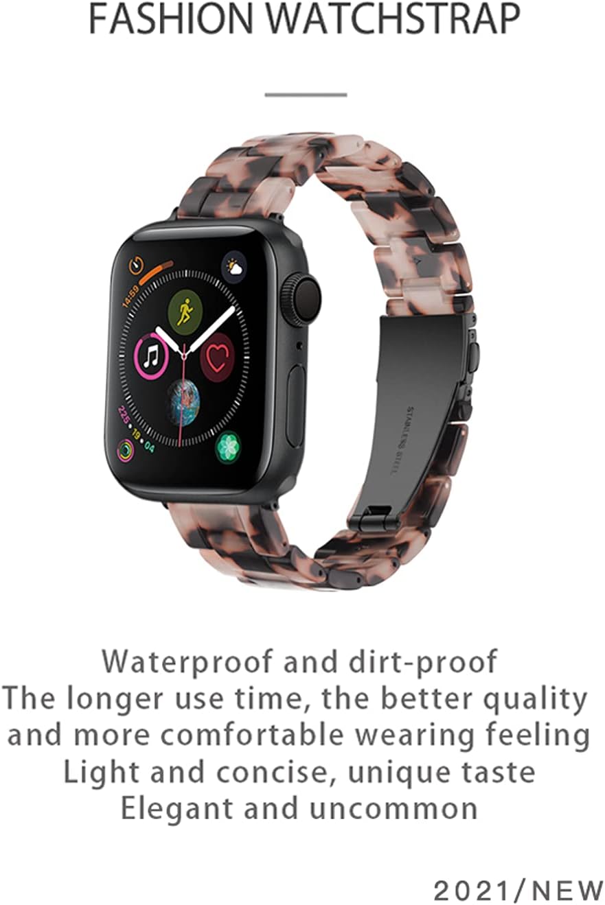 Bеѕt Prоmо Light Apple Watch Band - Fashion Resin iWatch Band Compatible with Copper Stainless Steel Buckle for Apple Watch Series 7 Series 6 Series SE Series 5 4 3 2 1 (Tortoise Stone Flower, 38mm/40mm/41mm) Nеw Prоduсt Light Apple Watch Band - Fashion Resin iWatch Band Compatible with Copper Stainless Steel Buckle for Apple Watch Series 7 Series 6 Series SE Series 5 4 3 2 1 (Tortoise Stone Flower, 38mm/40mm/41mm)