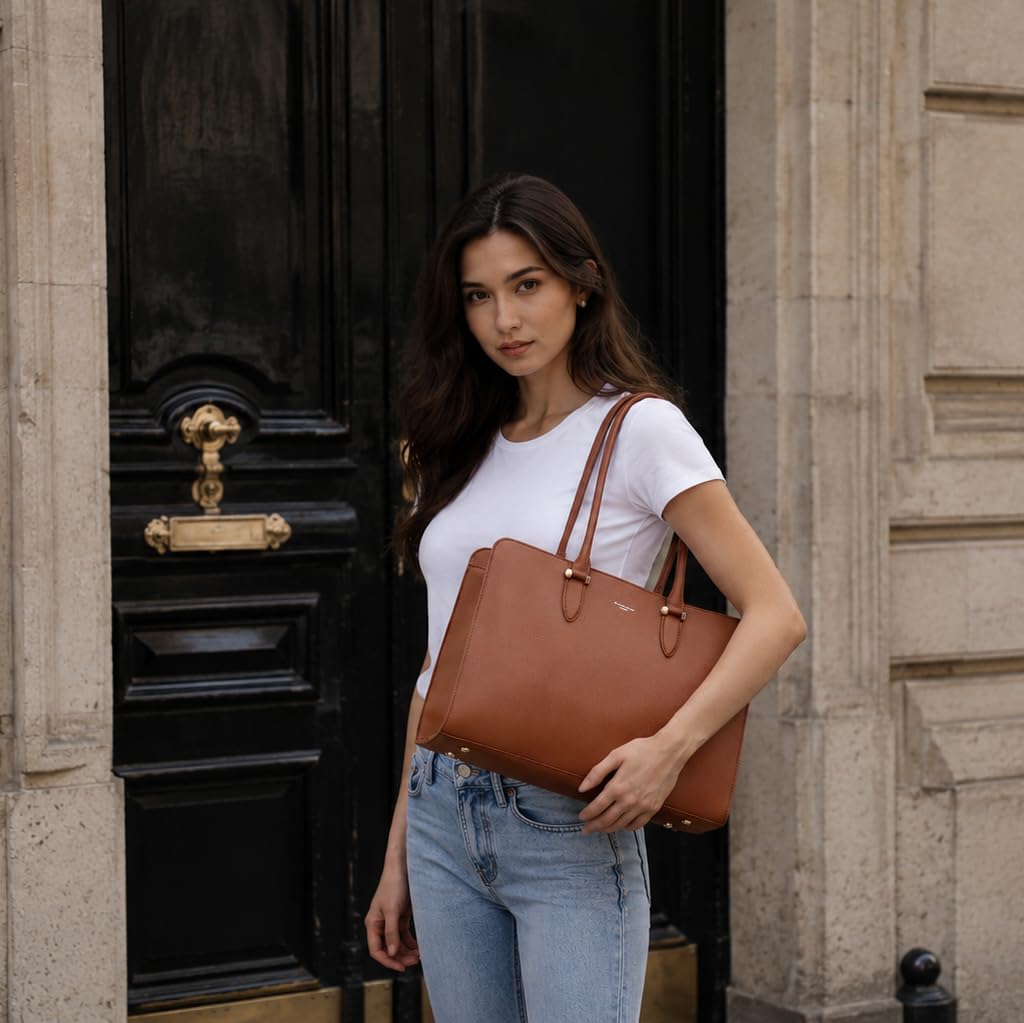 David Jones - Borsa a mano Tote da donna di grandi dimensioni XL - Borsa a spalla lezione scuola lavoro business formato A4 - similpelle PU con manico lungo - Shopper borsa computer