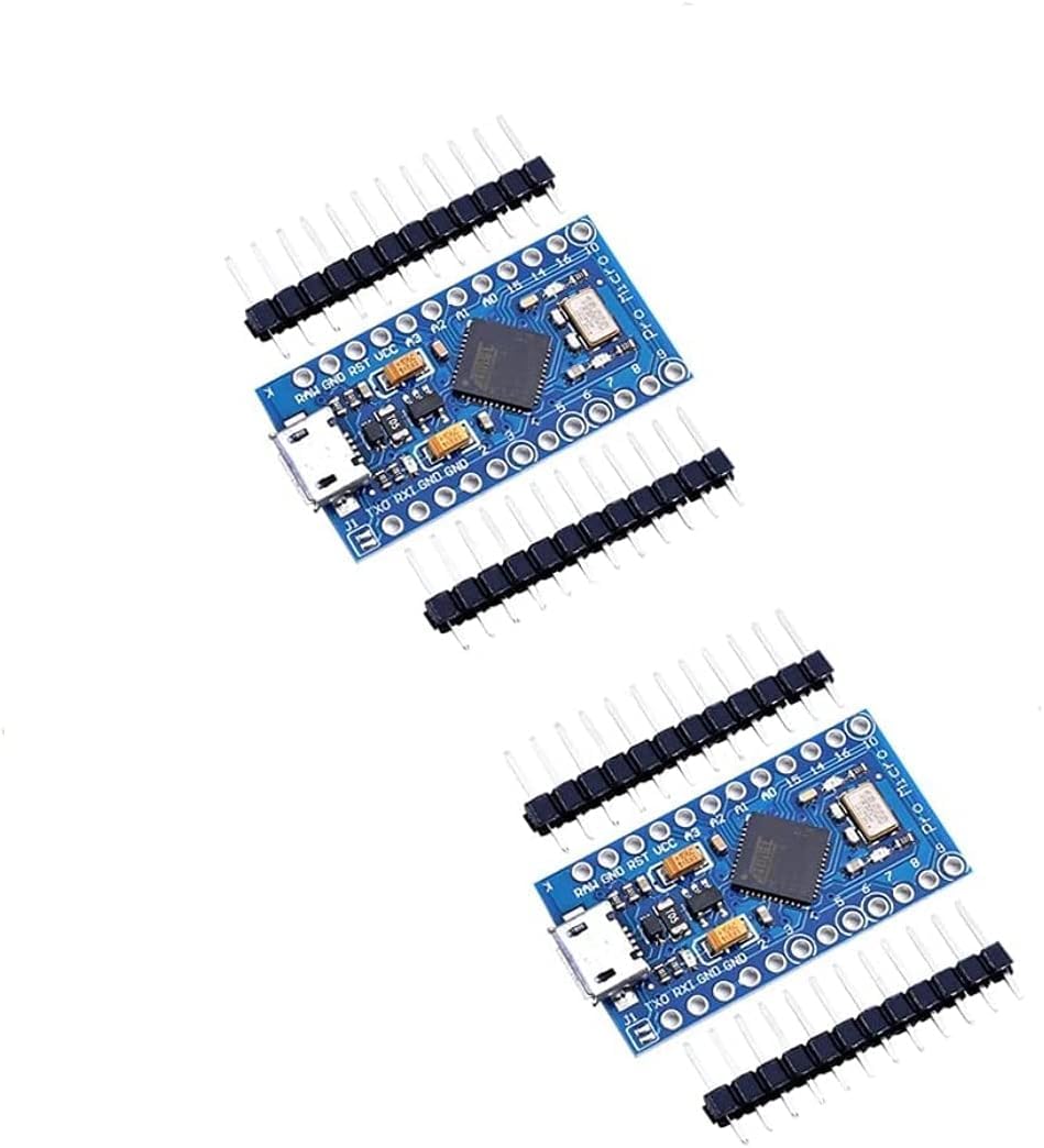 – SP-COW 2PCS Pro Micro32U4 5V 16MHz Bootloadered IDE Micro USB Pro Micro Development Board Microcontroller Compatible with Pro Micro Serial Connection with Pin Header