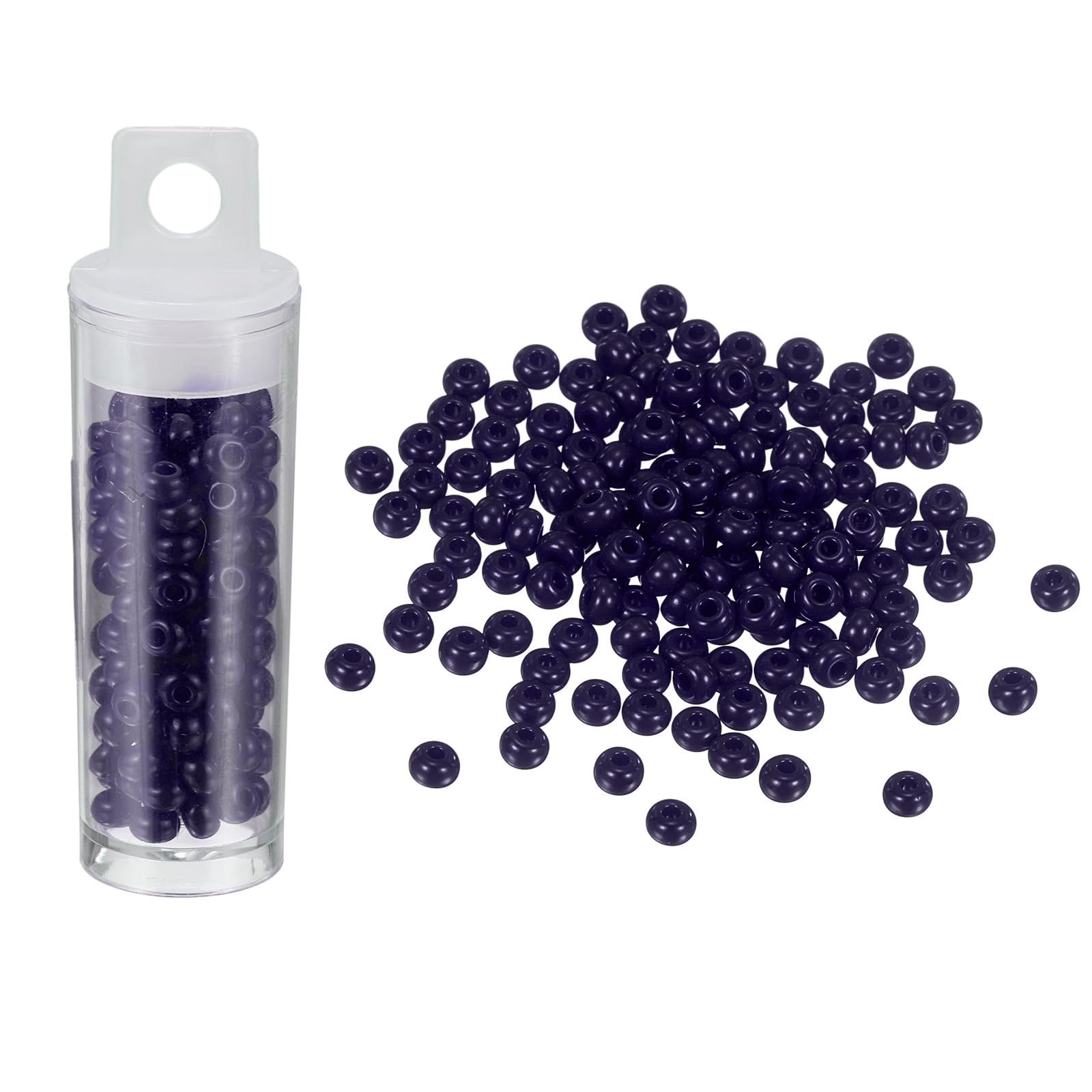 sourcing map 130 Pcs Glass Seed Beads Bulk, 4mm Mini Loose Glass Bugle Beads for DIY Earrings, Necklaces, Bracelets, Jewelry Making, Navy