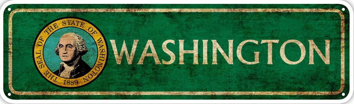 Washington State Flag Vintage Sign Washingtonian Gift Wall Décor Sign