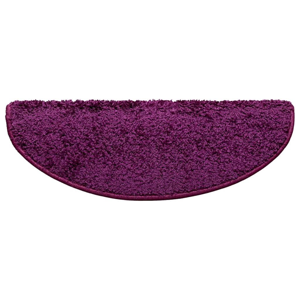 Maty na schody, 15 szt. 65 x 21 x 4 cm, fioletowe, półokrągłe, z polipropylenu, maty na schody, dywaniki na schody, antypoślizgowe do schodów, korytarza, wejścia do wnętrz