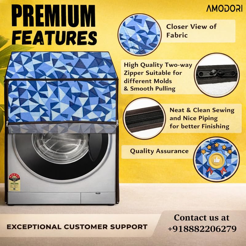 Image of Waterproof Front Load Washing Machine Cover Compatible for Whirlpool 8 KG Fully Automatic XS8014BYM52E, crystal print, c30