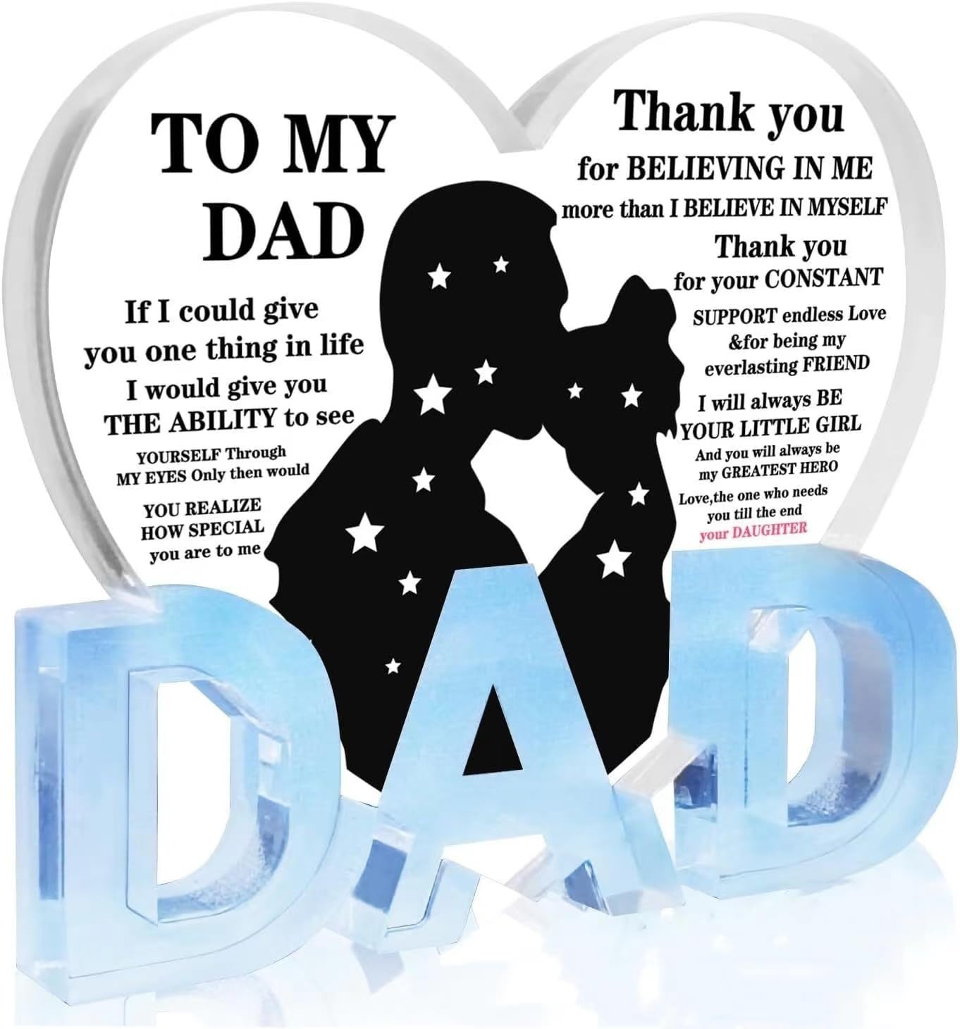 to My Dad Gifts for Dad from Daughter, Best Dad Plaque Dad Birthday Gifts  from Daughter, Dad Christmas Gift, Ideal Christmas Birthday Presents for Dad