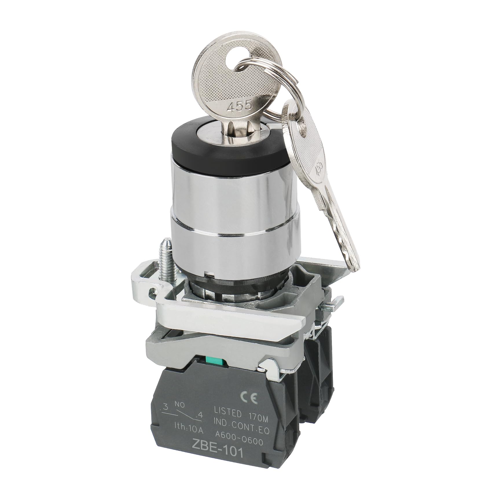 Baomain AC 240V 10A ON-Off 2-Position Key Rotary Key Locking Style