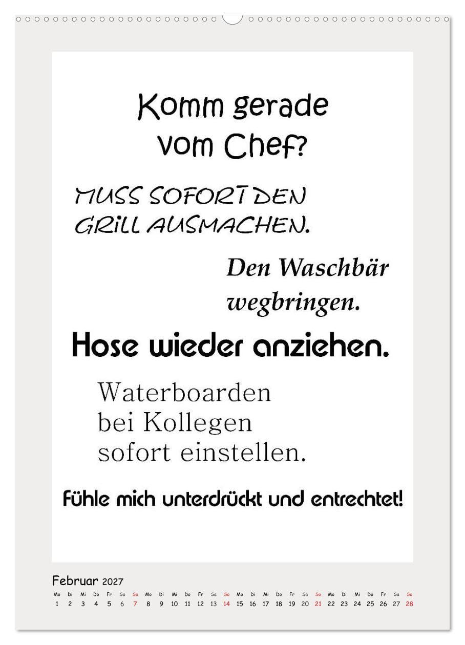 CALVENDO - Sprüchekalender. Witziges fürs Büro (Wandkalender 2027 DIN A2 hoch), Monatskalender: Sarkastische und lustige Bürosprüche für den Arbeitsplatz
