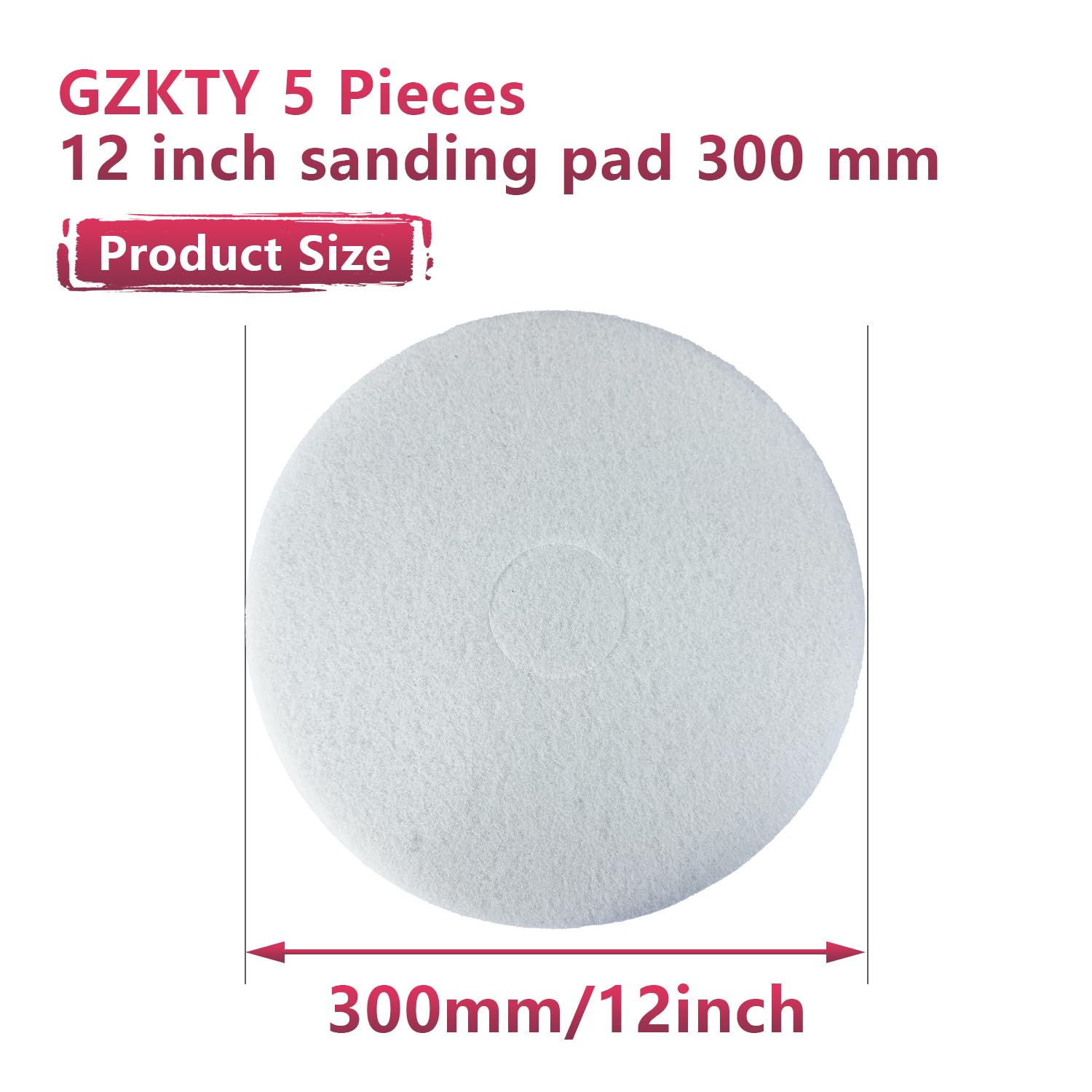 5 Stück Super Pad, 12 Zoll (300 mm) Floor Pads, 25 mm stark, weich weiß - Für Nadelfix-Scheuersaugmaschine, Einscheibenmaschine, Bodenreinigungsmaschine