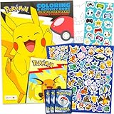 Pokemon Coloring Set with Glow in The Dark Posters, Stickers - Bundle with Pikachu Activity Book for Boys Plus Glow in The Dark Poster, Stickers, Trading Cards, More | Pokemon Coloring Book for Kids